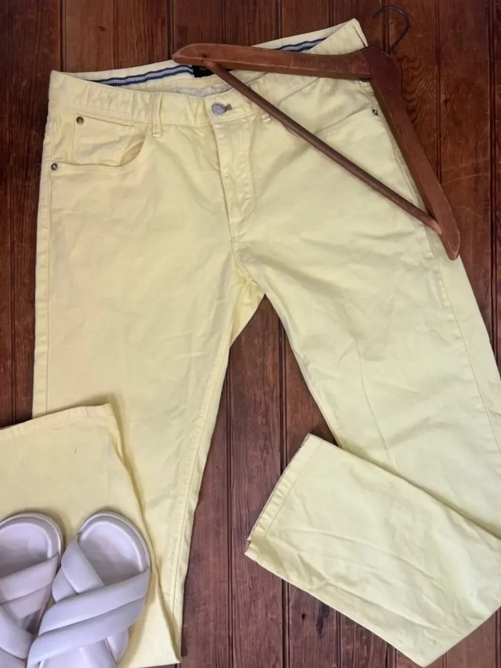 Women’s Massimo Dutti Pants bold Yellow Cotton straight leg
